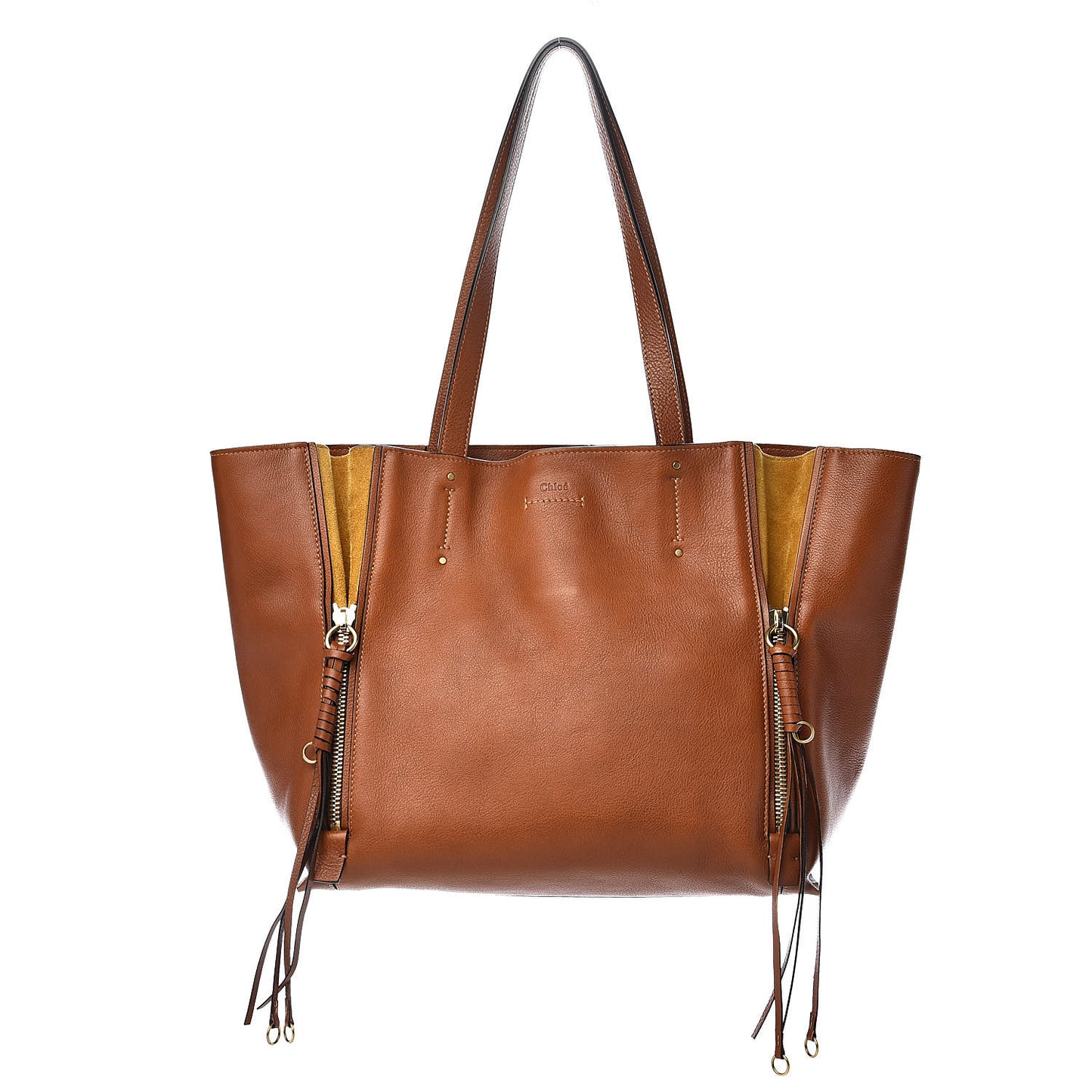 Smooth Calfskin Medium Milo Shopping Tote Caramel