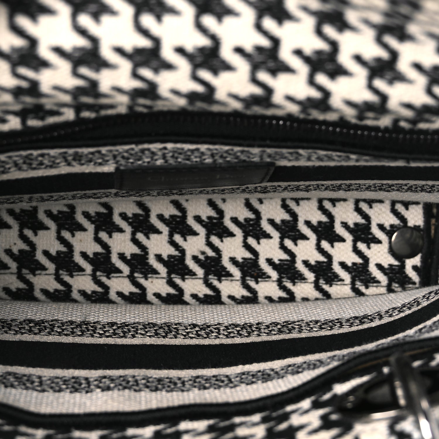 Christian Dior Canvas Houndstooth Embroidered Medium Lady D-Lite Black White 4 of 8