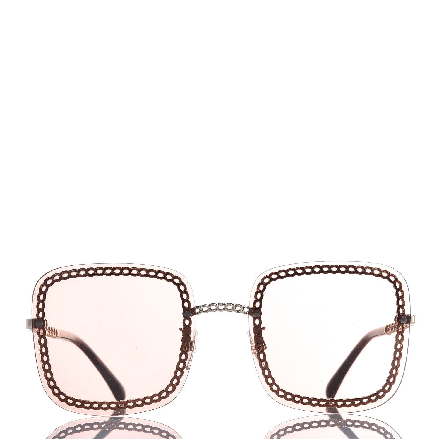 Chanel Metal Removable Chain Square Sunglasses 4244 Light Brown 3 of 8