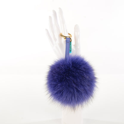 Fendi Fox Fur Vitello Elite Pom Pom Bag Charm Viola Cassis 2 of 7