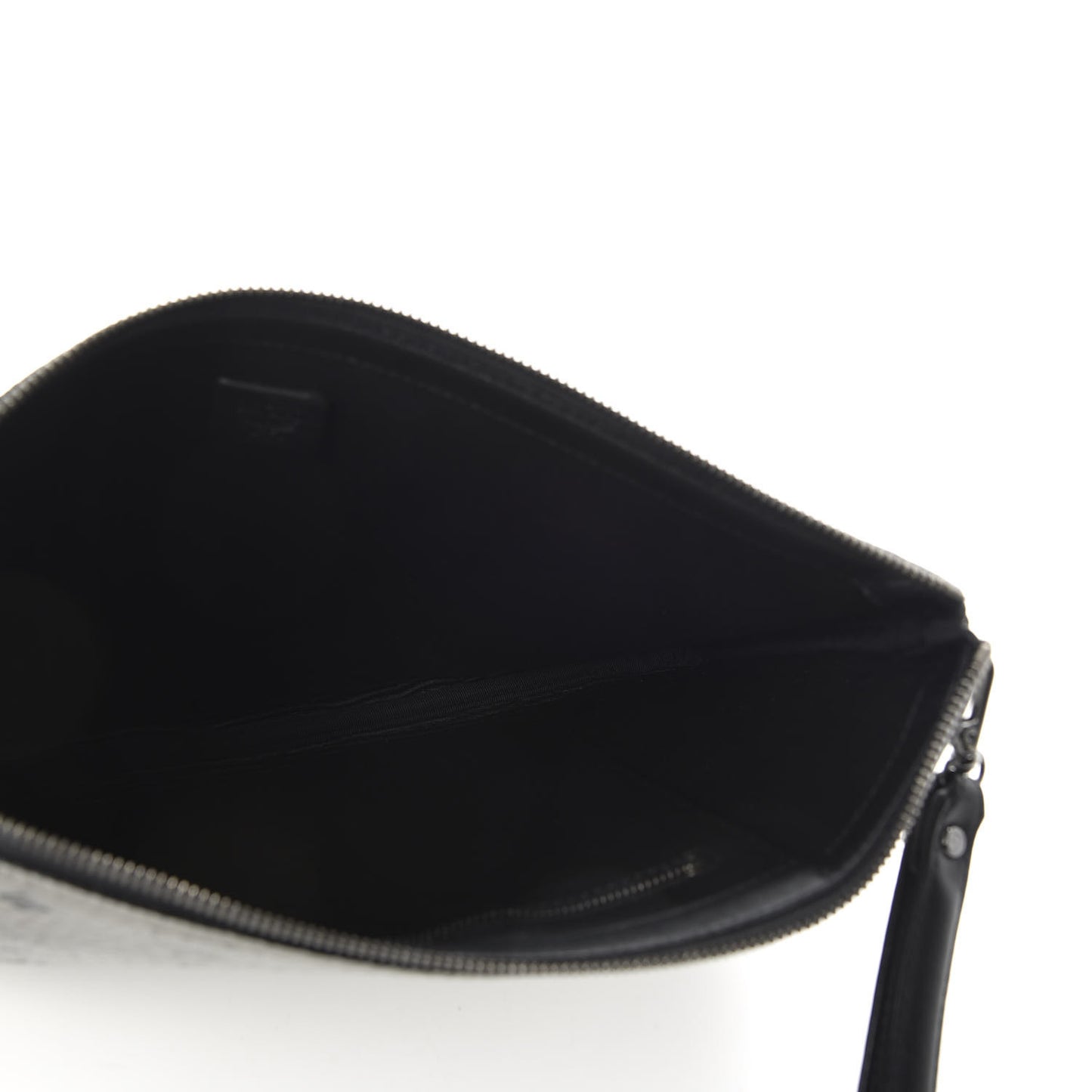 Metallic Visetos Large Stark Wristlet Pouch Silver