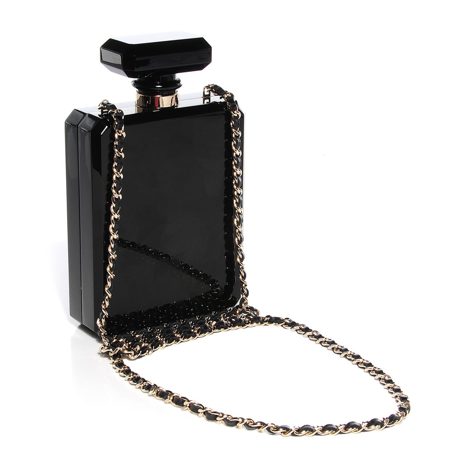 Plexiglass Perfume Bottle Clutch Black