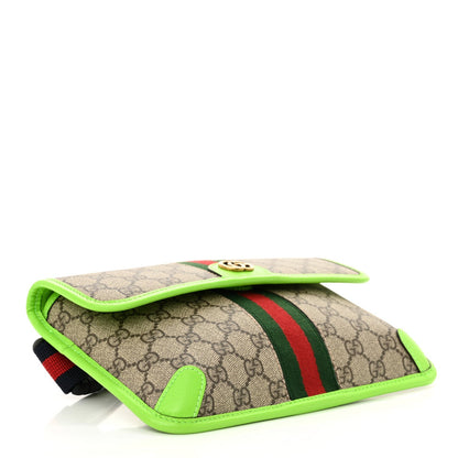 Gucci GG Supreme Monogram Web Small Ophidia Belt Bag Beige Ebony Electric Green 4 of 7