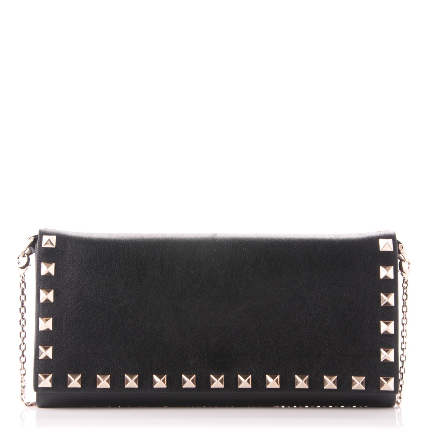 Vitello Rockstud Flap Wallet on Chain Black