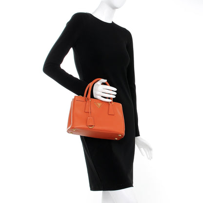 Prada Saffiano Mini Galleria Double Zip Tote Papaya 2 of 8