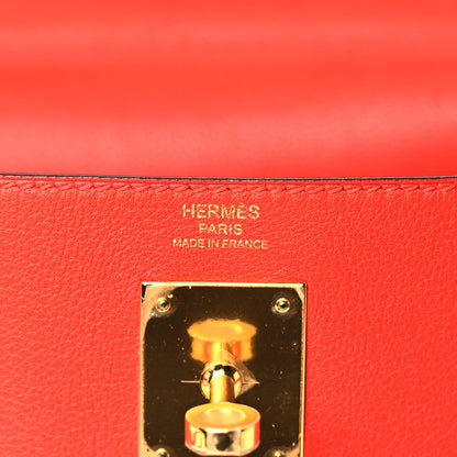 Hermes Evercolor Kelly Retourne 28  Rouge Tomate 5 of 9