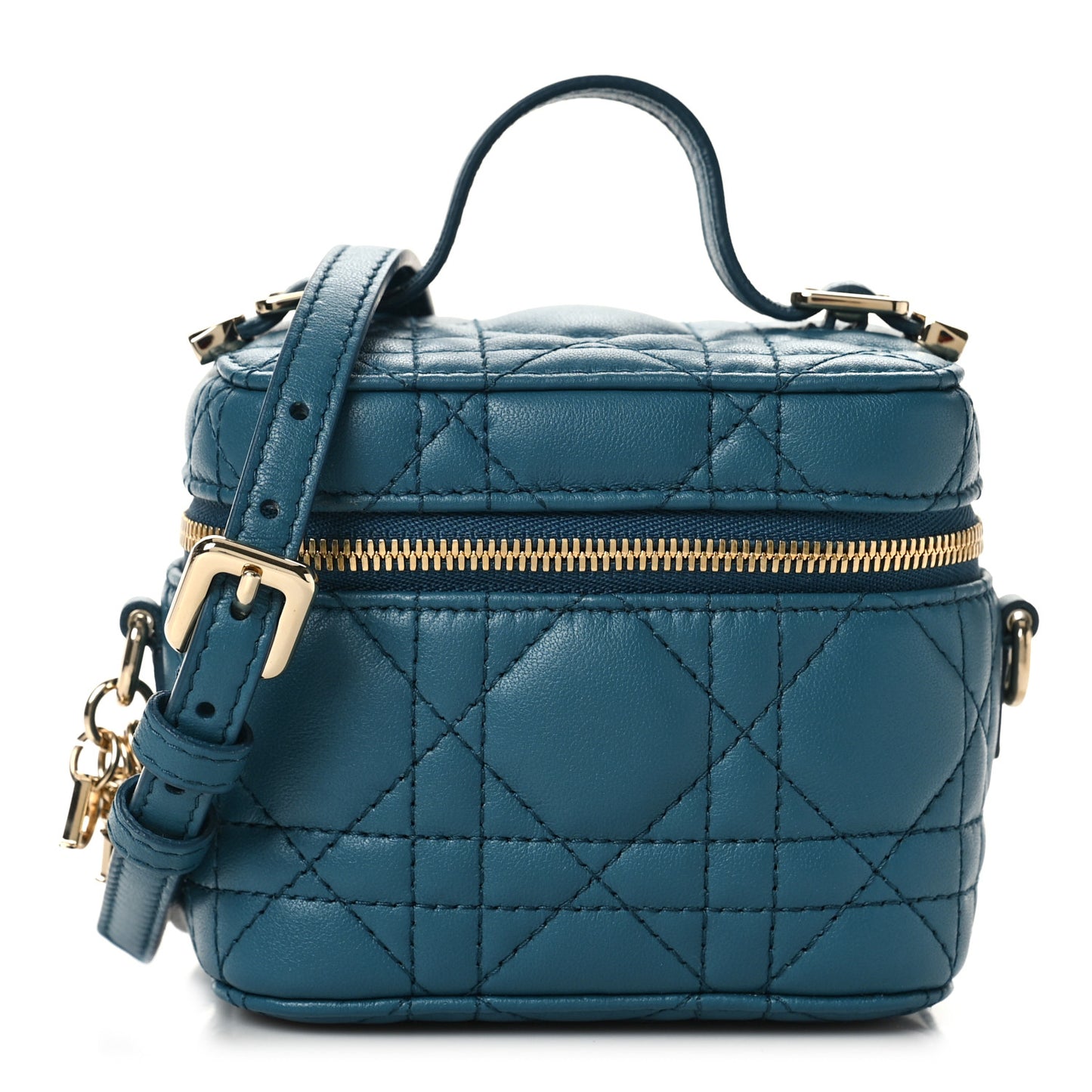 Lambskin Cannage Micro Lady Dior Vanity Case Deep Ocean