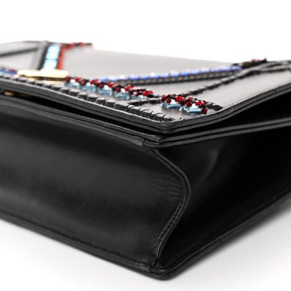 Christian Dior Calfskin Crystal Embroidered Medium Diorama Flap Bag Black 9 of 12