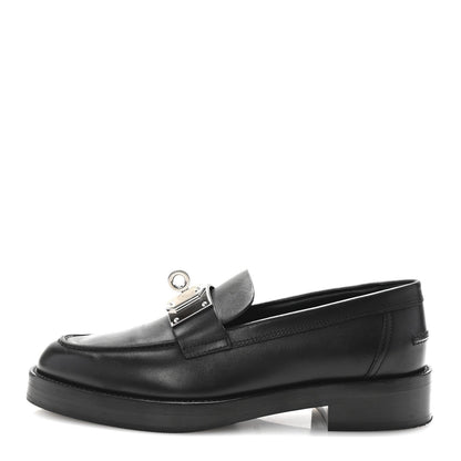 Hermes Calfskin Womens Hot Loafer 38 Black 1 of 7