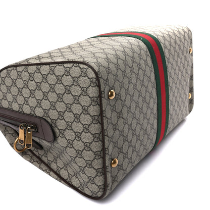 Gucci GG Supreme Monogram Textured Dollar Calfskin Web Large Savoy Duffle Bag Beige Ebony New Acero 7 of 8