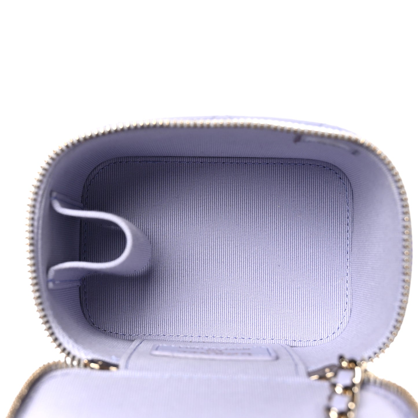 Lambskin Quilted Top Handle Mini Vanity Case With Chain Light Purple