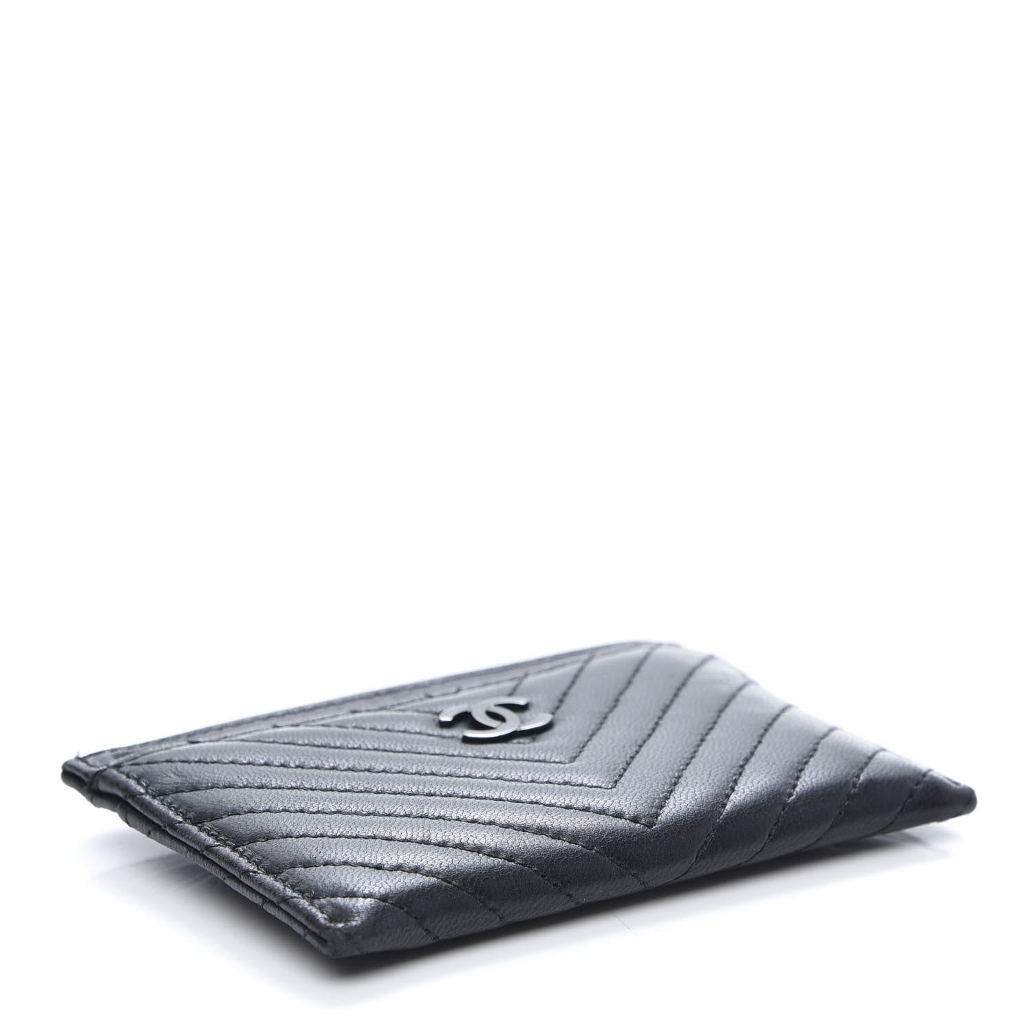 Chanel Lambskin Chevron Quilted Card Holder So Black 4 of 10