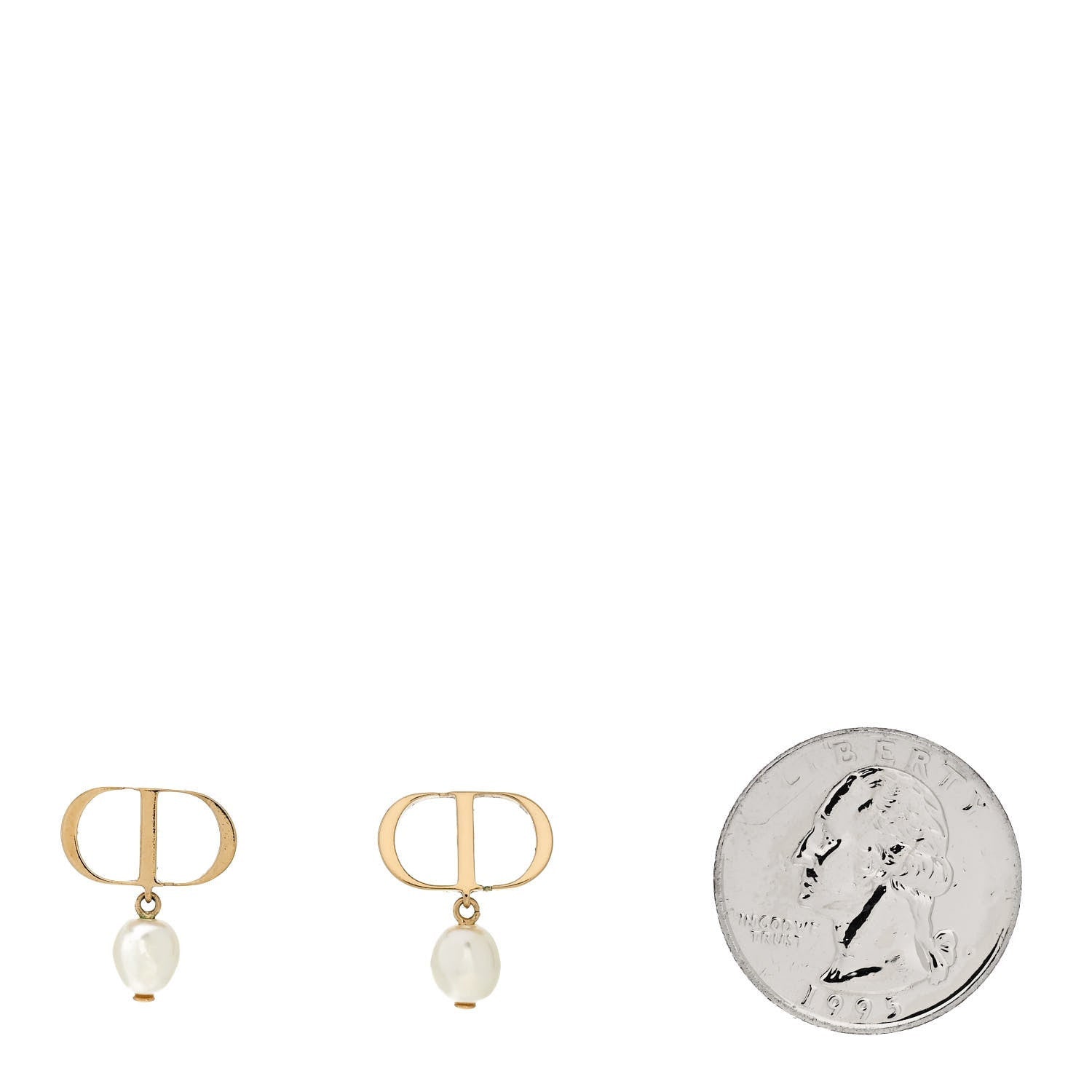 Christian Dior Pearl Petit CD Earrings Gold 2 of 4
