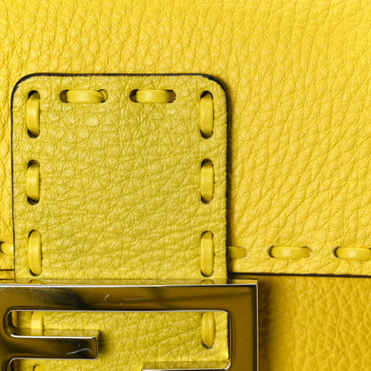 Fendi Cuoio Roma Sellerissima Nappa Sintetica Tape Stitch Mini Baguette Acid Yellow 6 of 8