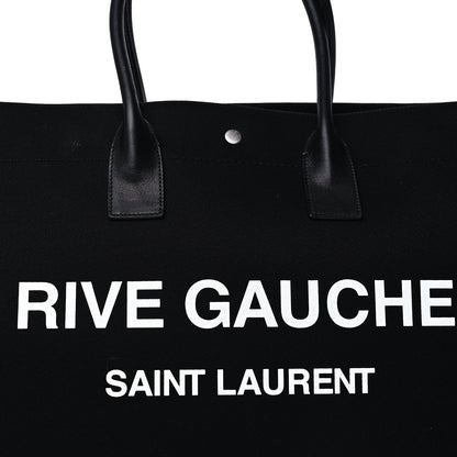 Saint Laurent Linen Calfskin Rive Gauche Tote Black 6 of 8