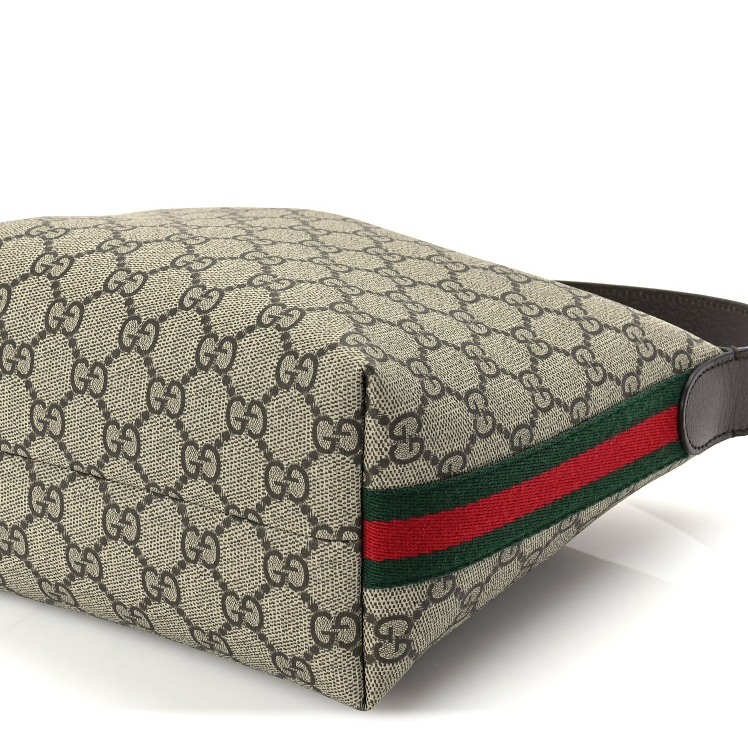 Gucci GG Supreme Monogram Textured Calfskin Web Super Mini Ophidia Shoulder Bag Beige Ebony New Acero 8 of 8