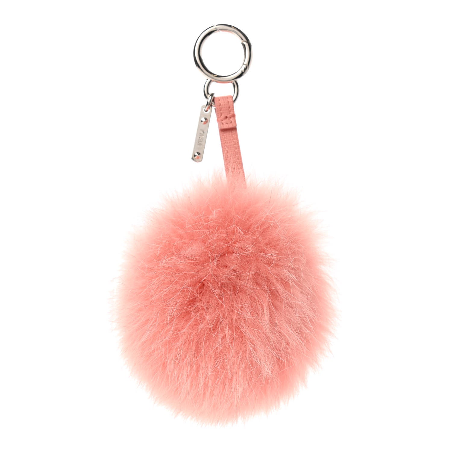 Fendi Fox Fur Vitello Elite Pom Pom Bag Charm Peach 1 of 4