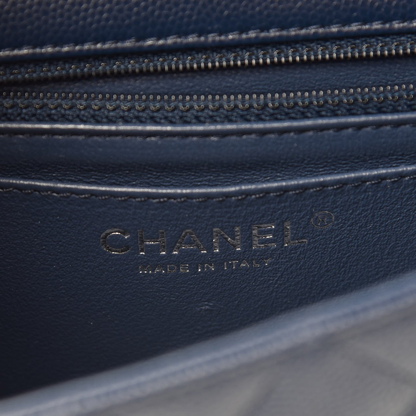Caviar Quilted Mini Rectangular Flap Navy