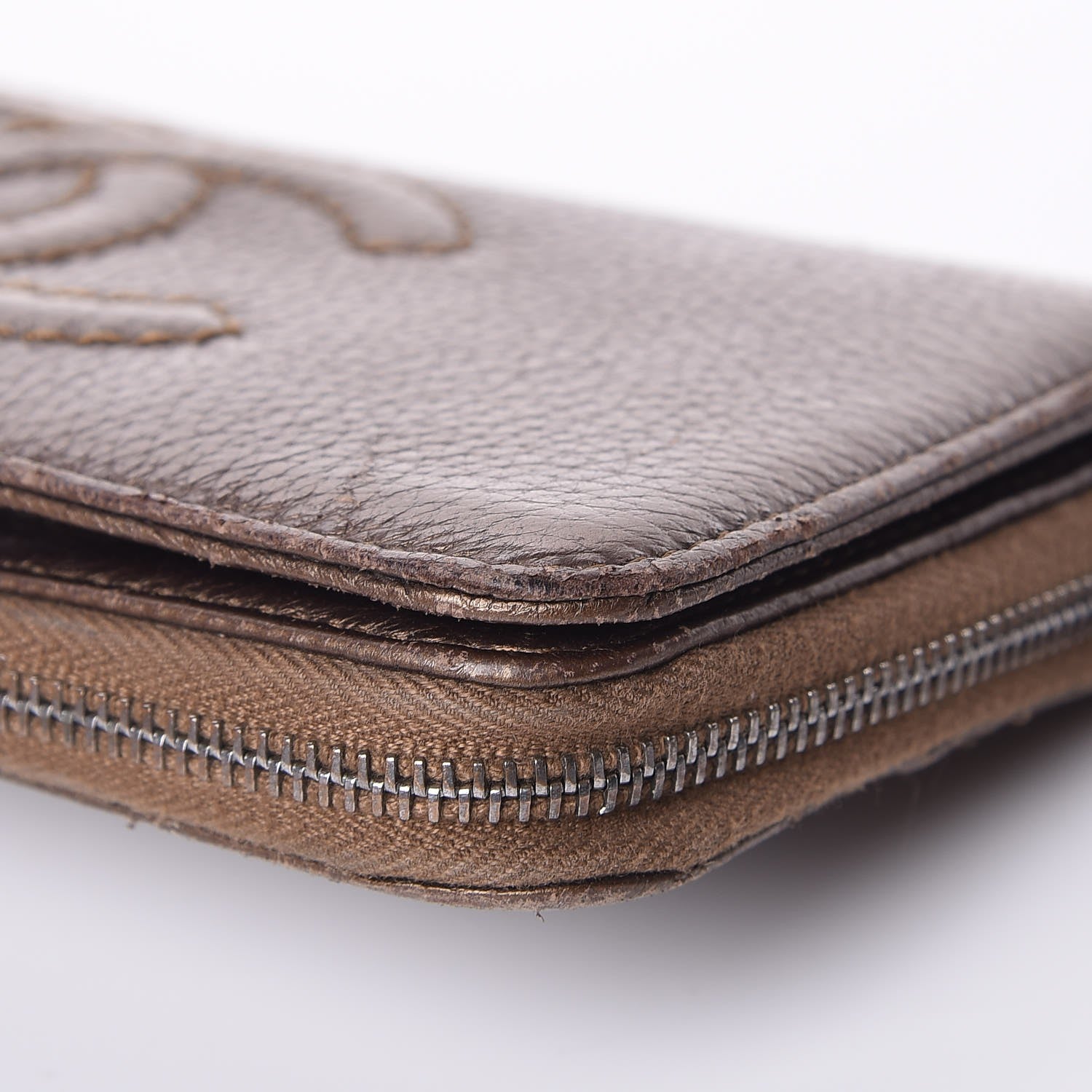 Chanel Metallic Calfskin Large Timeless Zip Around Wallet Brown 10 of 16