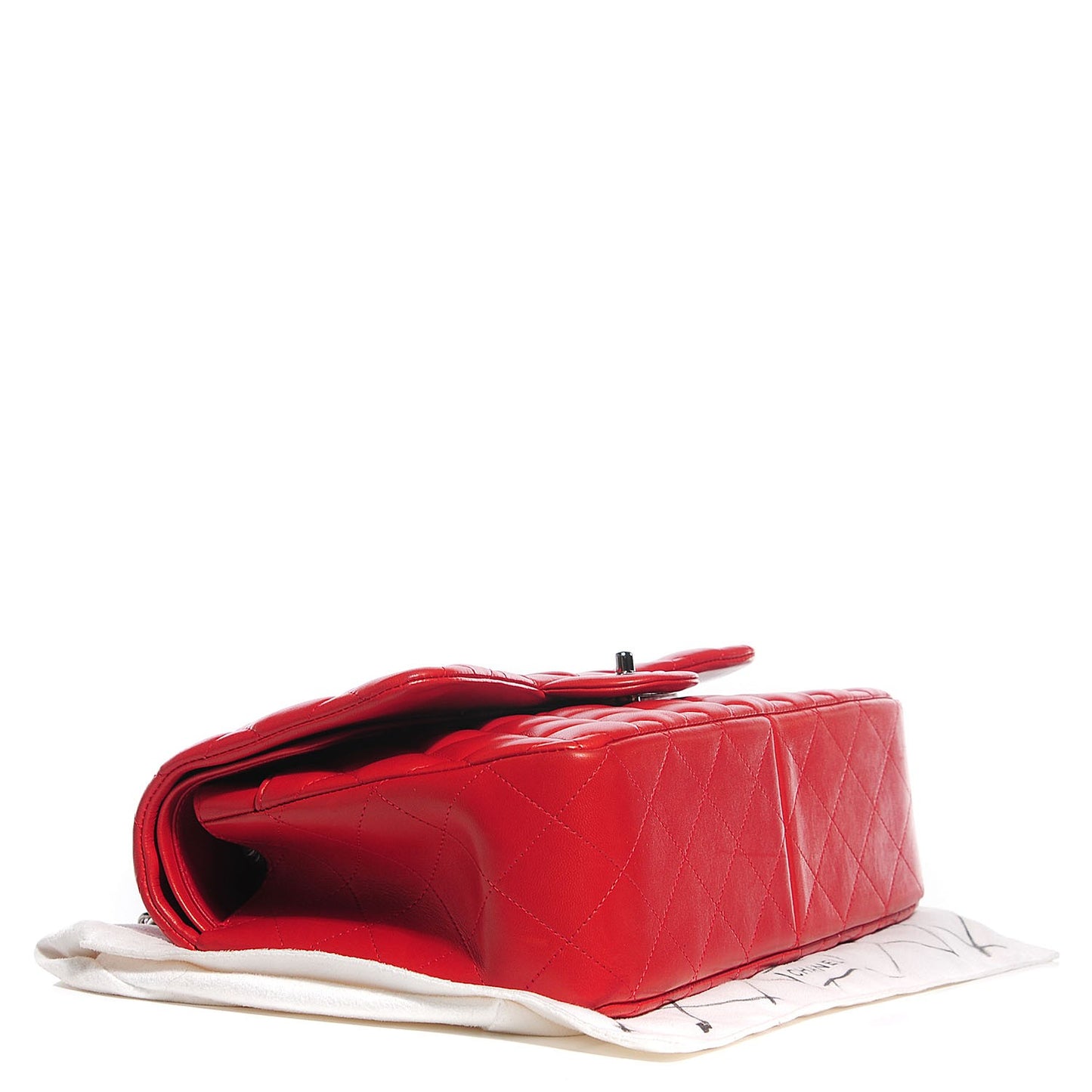 Lambskin Quilted Jumbo Double Flap Red