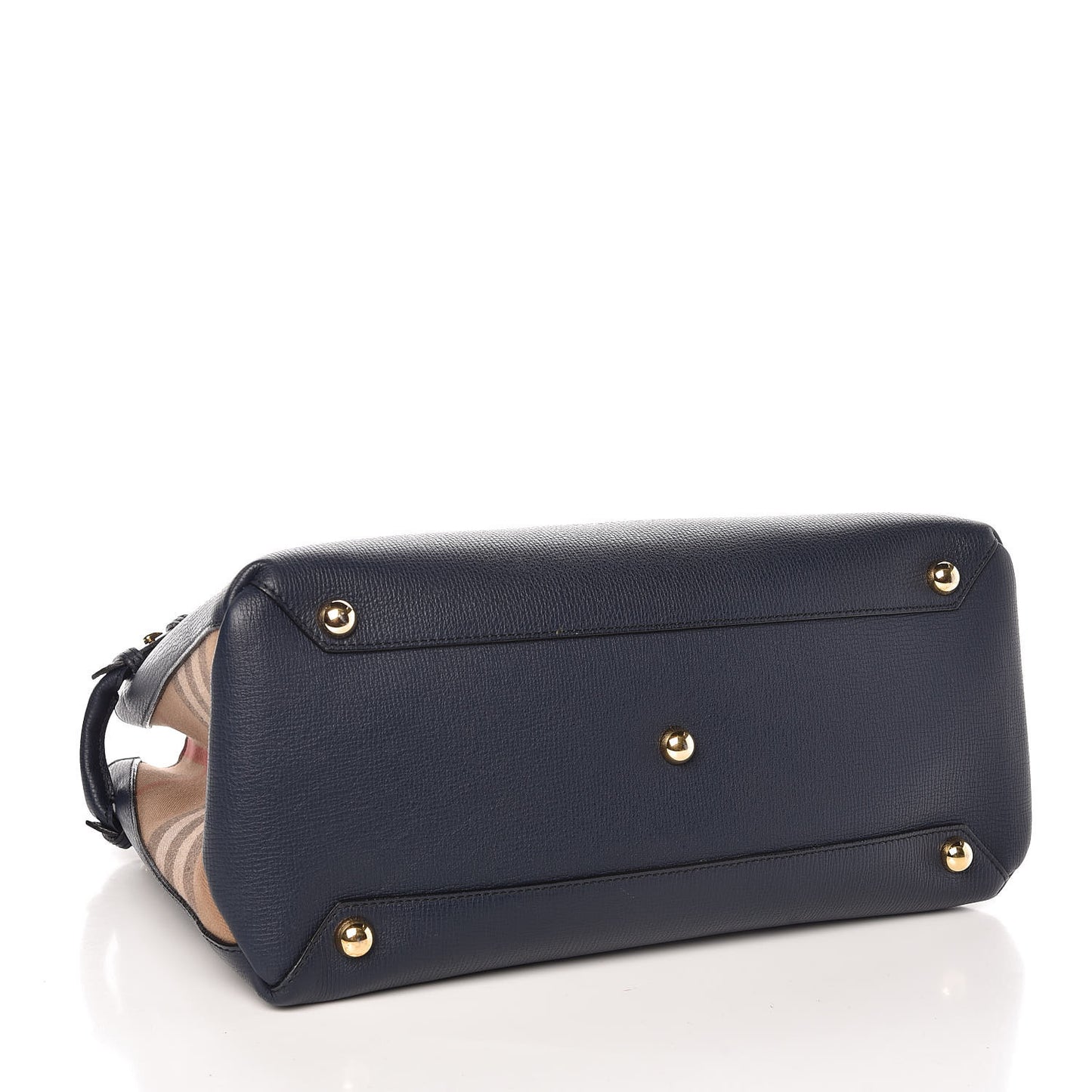 Grainy Calfskin House Check Medium Banner Tote Ink Blue