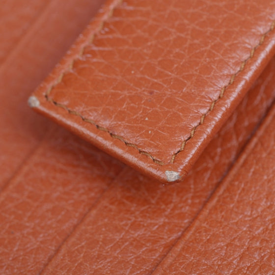 Leather Bamboo Continental Wallet Orange