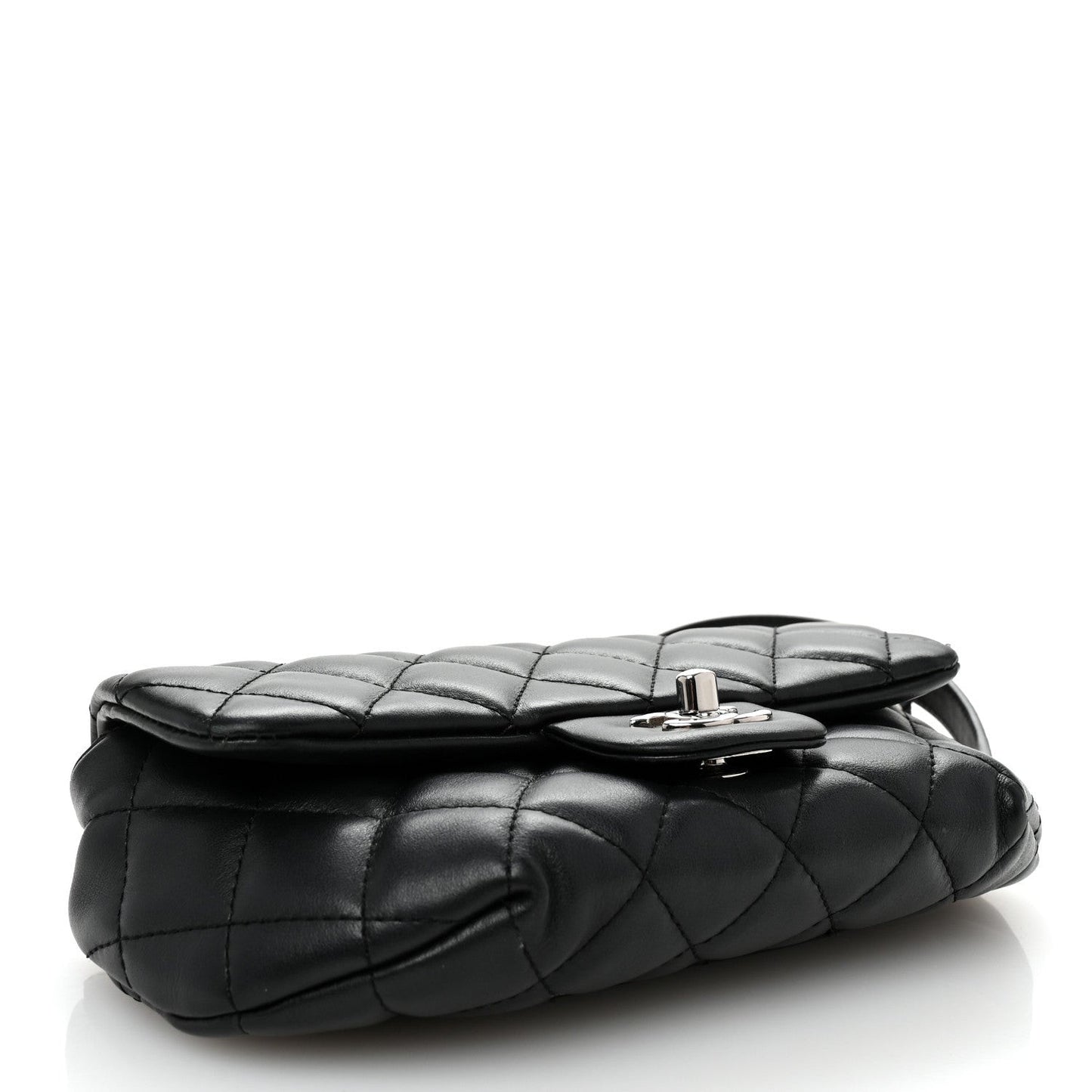 Calfskin Quilted CC Uniform Flap Belt Bag Black