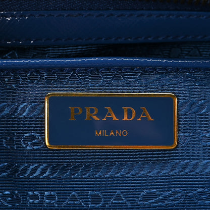 Prada Saffiano Vernice Medium Galleria Double Zip Azzurro 6 of 8