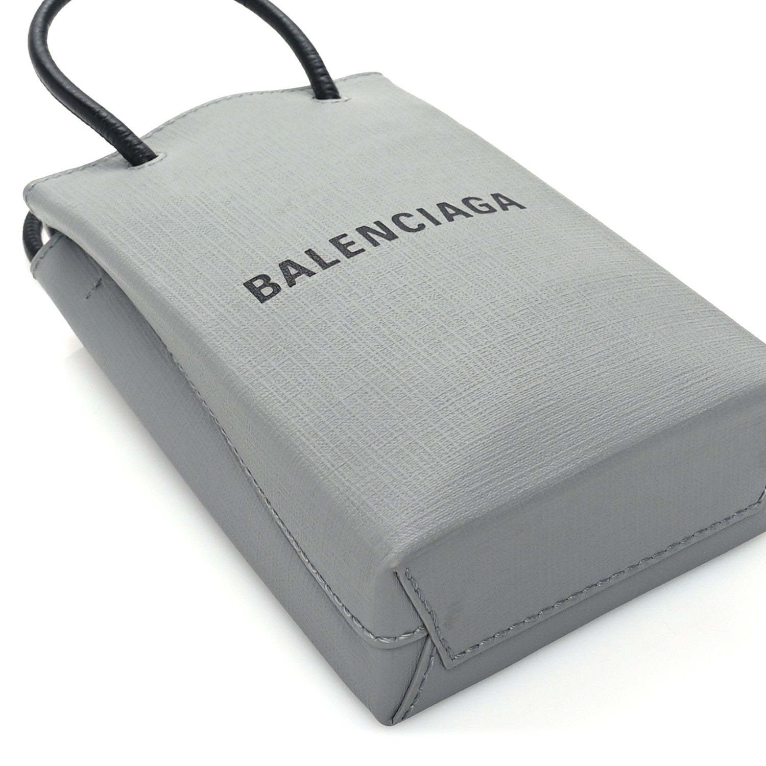 Balenciaga Squared Calfskin Logo Shopping Phone Holder Bag Balenciaga Grey 7 of 8