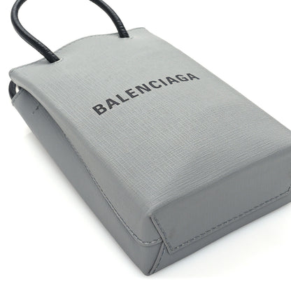 Balenciaga Squared Calfskin Logo Shopping Phone Holder Bag Balenciaga Grey 7 of 8