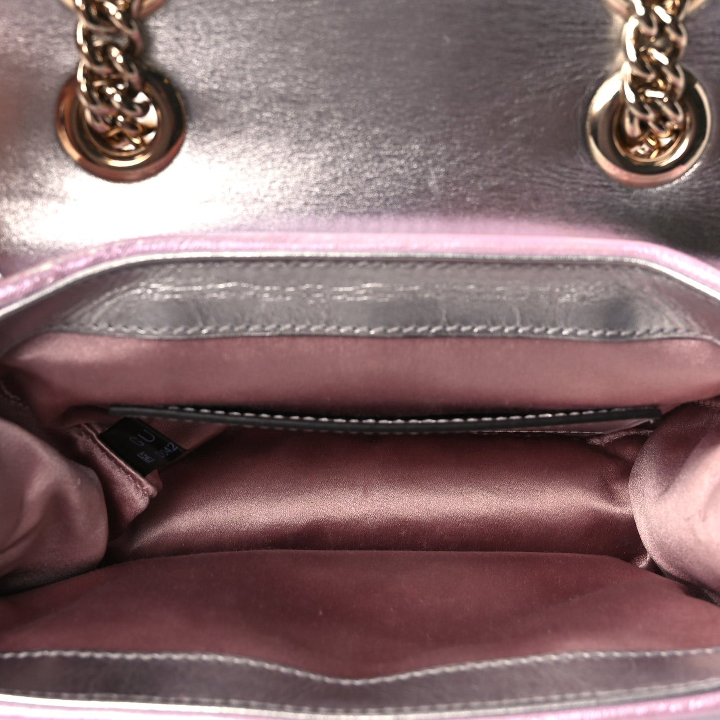 Iridescent Nappa Chevron Matelasse Mini GG Marmont Shoulder Bag Iridescent Escape Pink