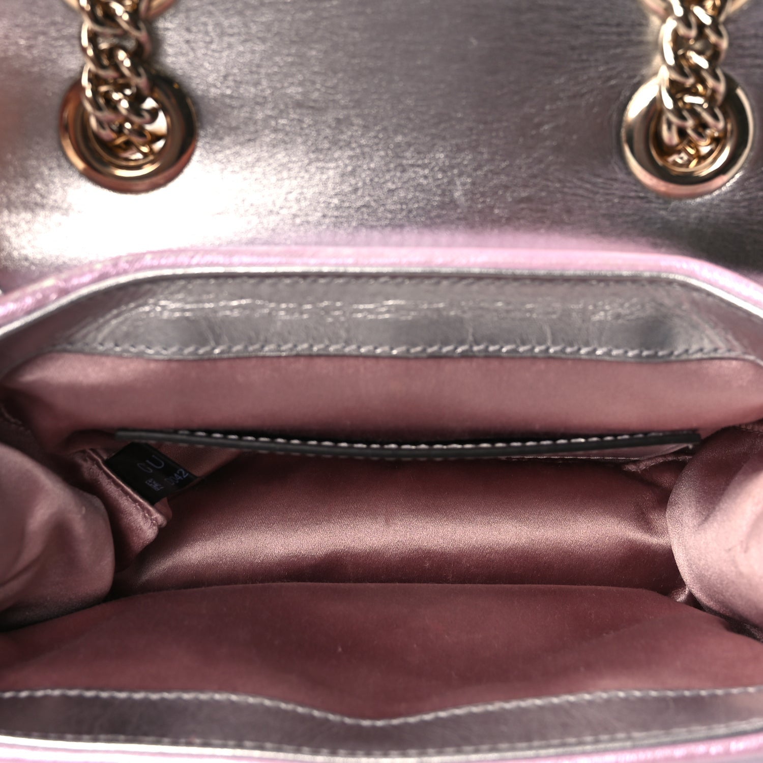 Gucci Iridescent Nappa Chevron Matelasse Mini GG Marmont Shoulder Bag Iridescent Escape Pink 4 of 8