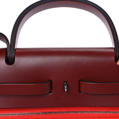 Hermes Military Toile Vache Hunter Herbag Zip 31 PM  Rouge Grenat 6 of 7