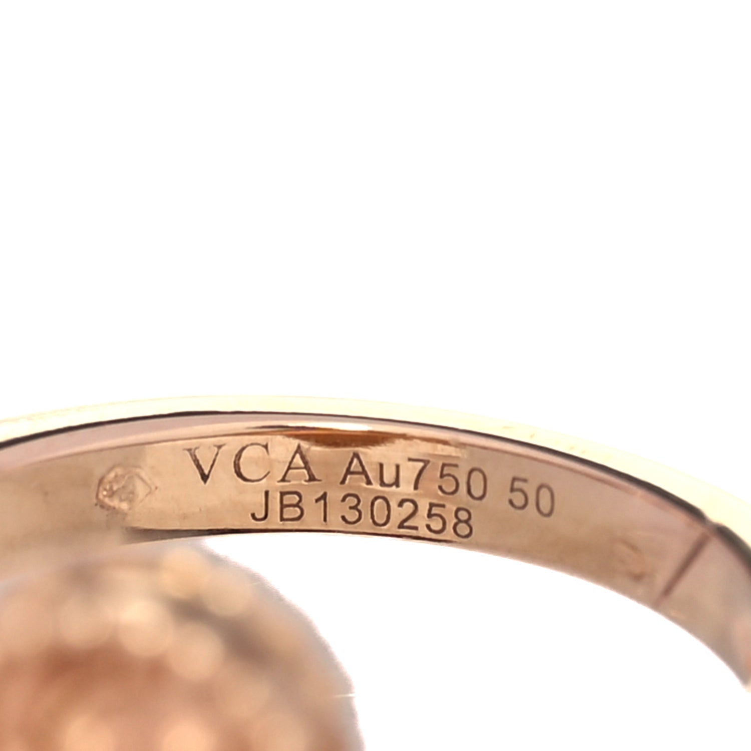 Van Cleef & Arpels 18K Rose Gold Diamond Vintage Alhambra Ring 50 5.5 5 of 5