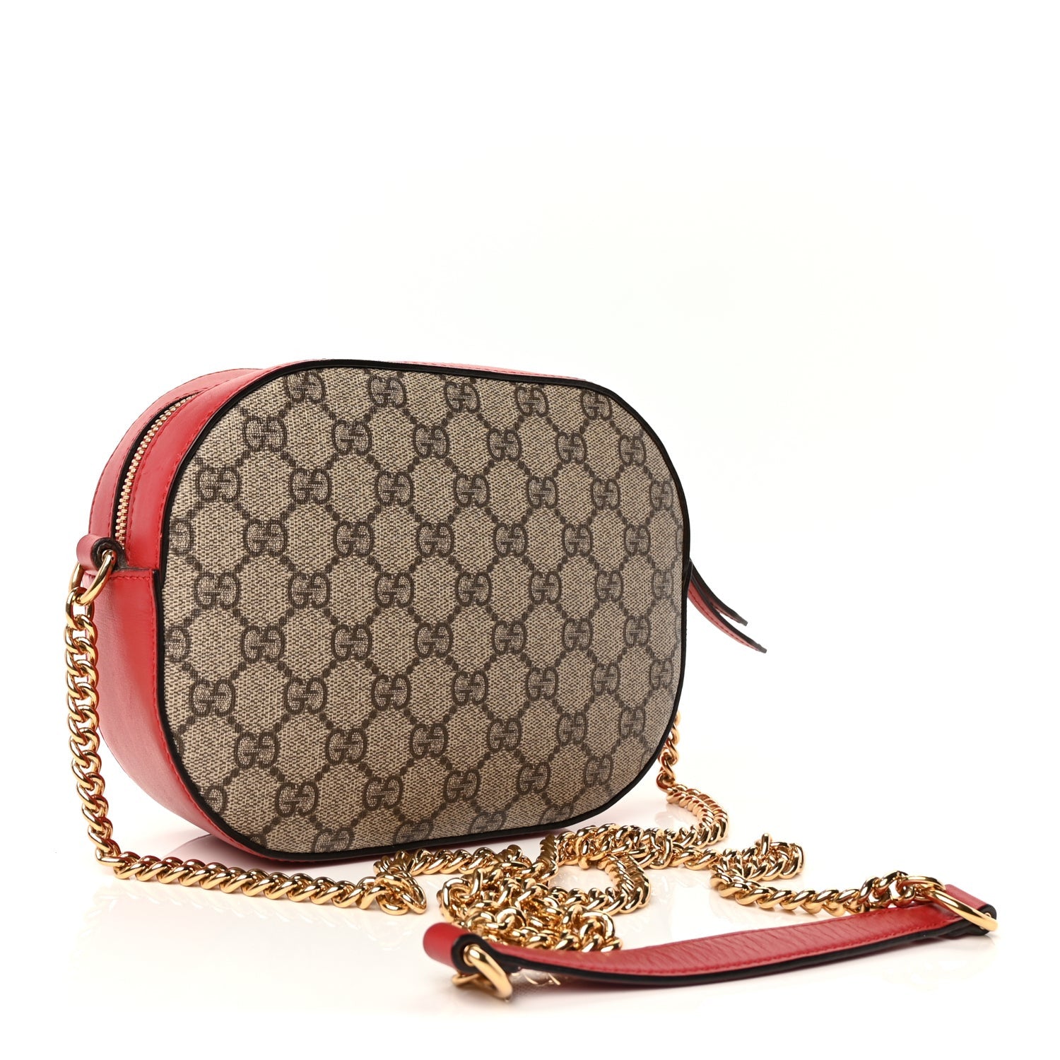 Gucci GG Supreme Monogram Kingsnake Heart Embroidered Mini Chain Shoulder Bag  Beige Hibiscus Red 2 of 9