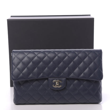 Chanel Caviar Quilted Flap Clutch Navy Blue 11 of 11