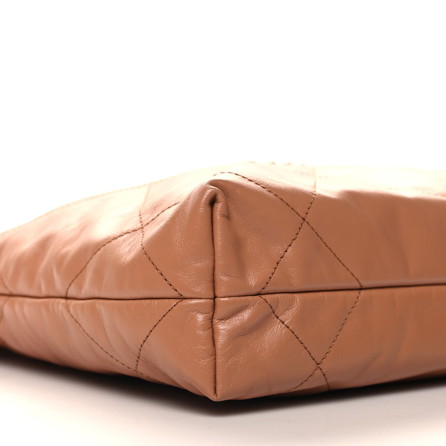 Shiny Calfskin Quilted Small Chanel 22 Camel