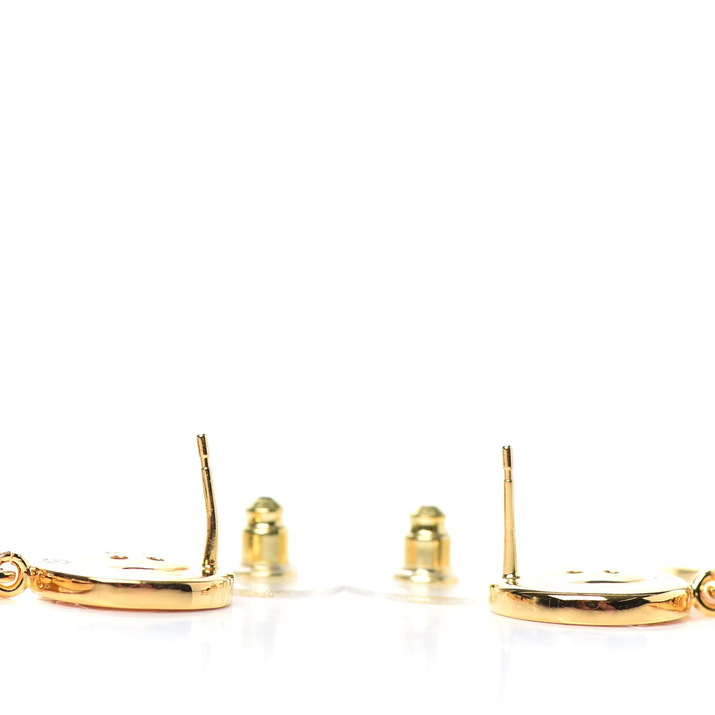 Metal Large Paris Button Earrings Gold