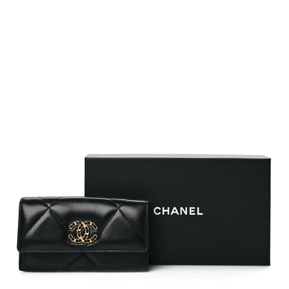 Chanel Lambskin Quilted Chanel 19 Flap Wallet Black 9 of 9