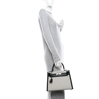 Hermes Toile Quadrille Swift Kelly Sellier 28 Ecru White Black 2 of 13