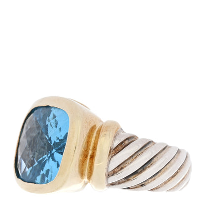 David Yurman Sterling Silver 14K Yellow Gold Blue Topaz 14mm Noblesse Ring 49 4.75 3 of 6