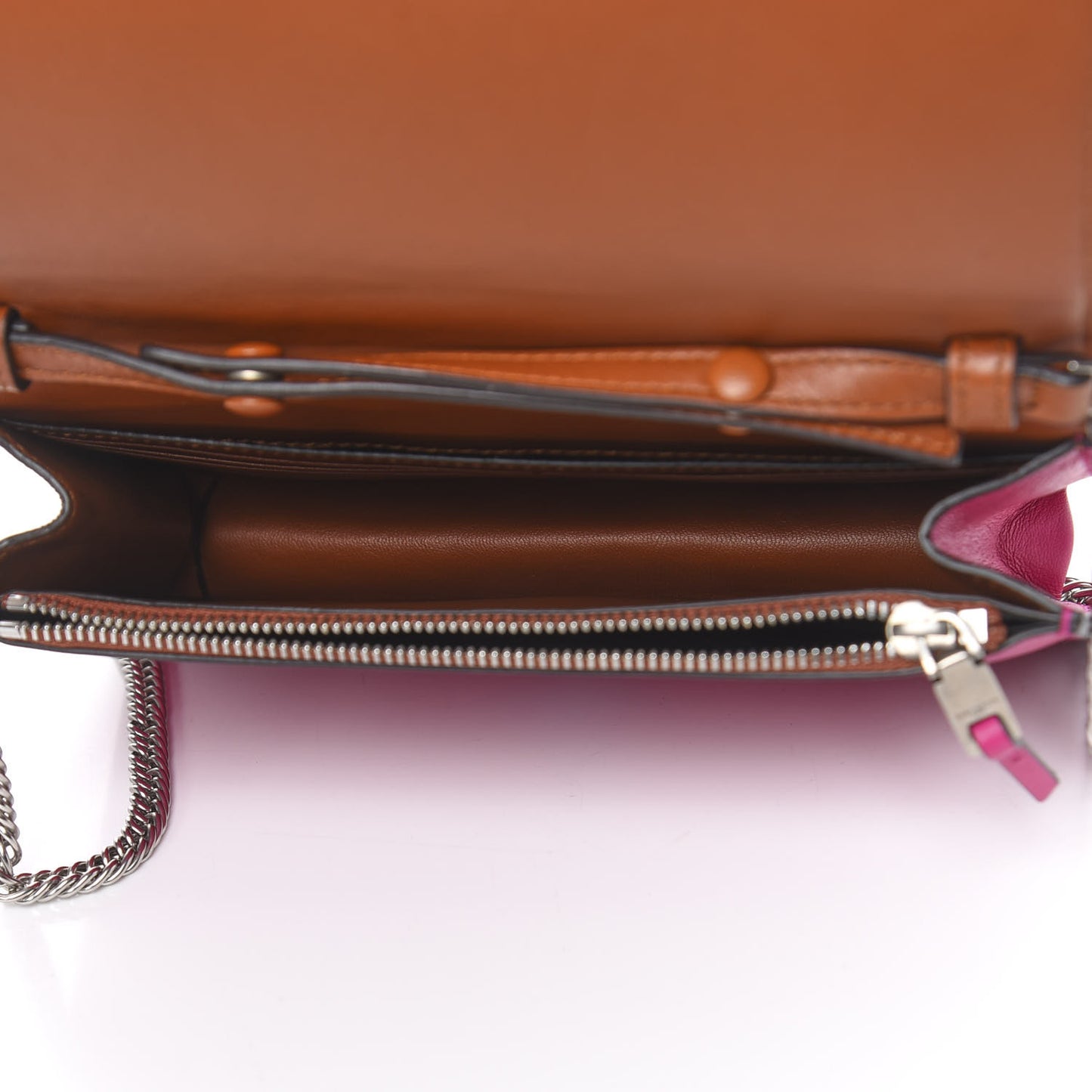 Lambskin Emblem Chain Wallet Cyclamen