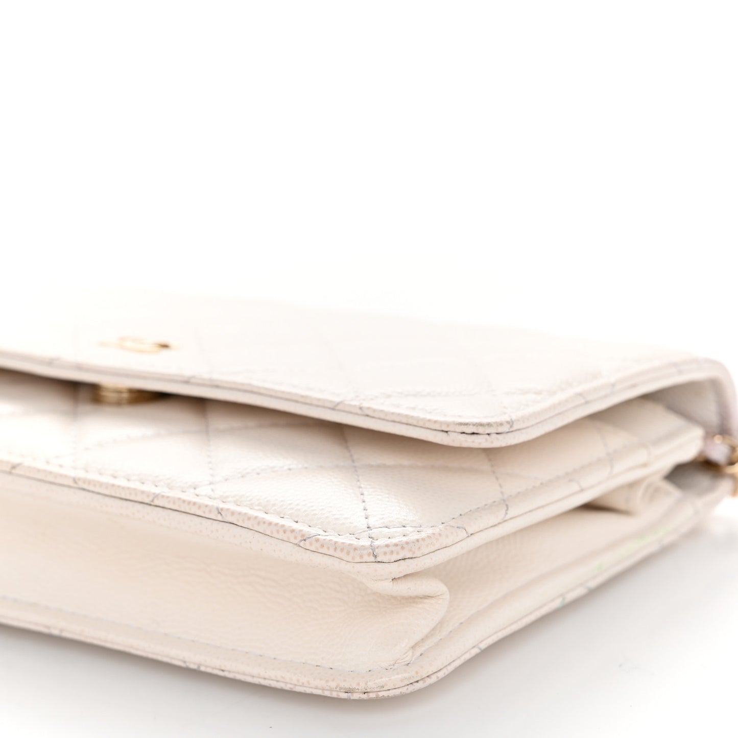 Caviar Quilted Wallet On Chain WOC White