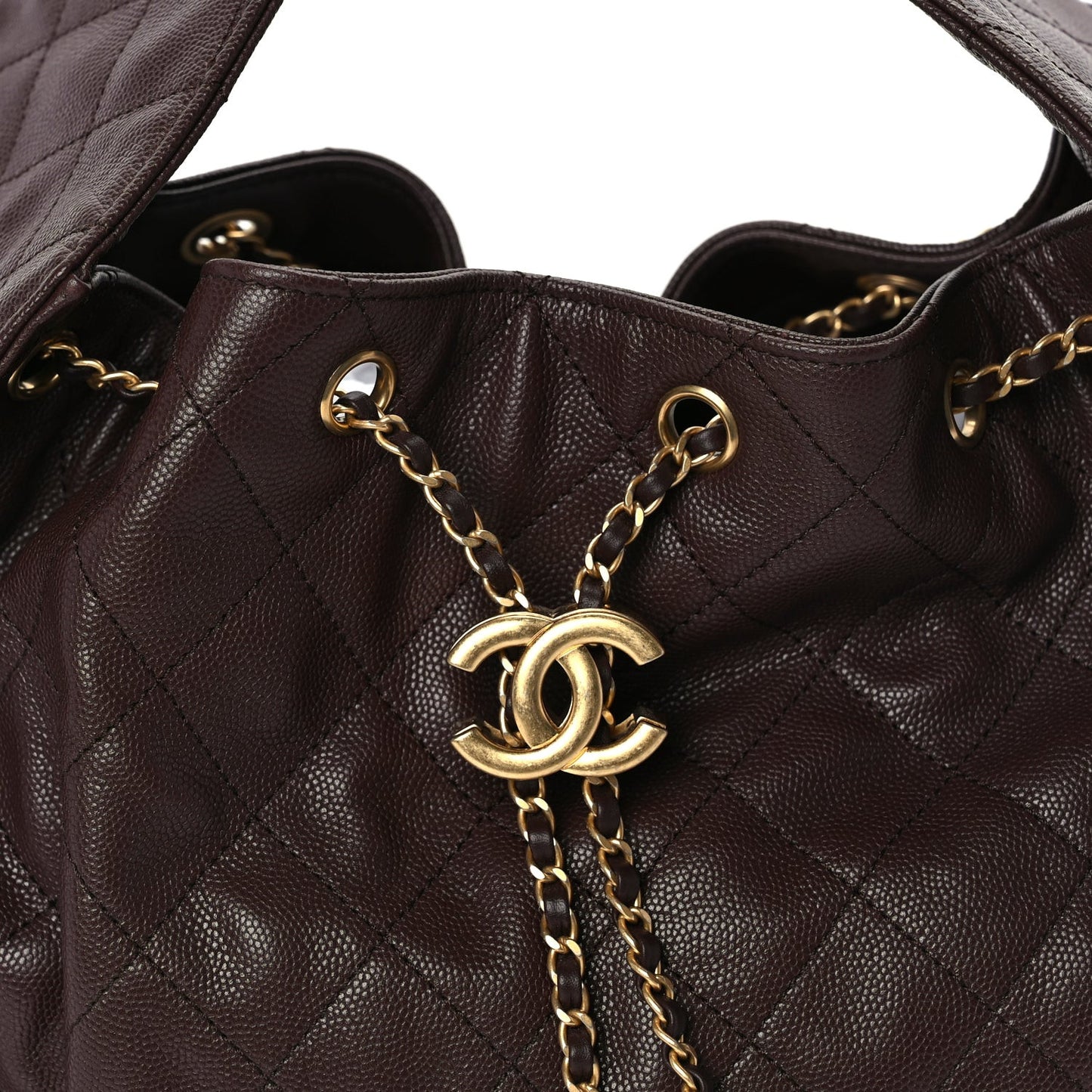 Caviar Quilted Medium  25 Handbag Dark Brown