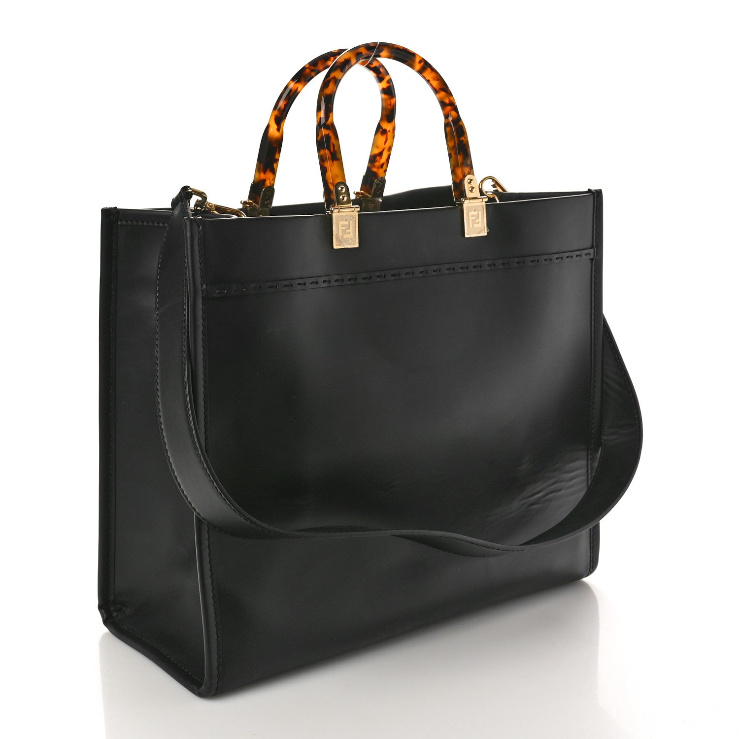 Fendi Vitello King Plexiglass Medium Fendi Sunshine Shopper Tote Black 2 of 9