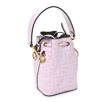 Fendi Vitello Termosport F is  FF 1974 Embossed Mini Mon Tresor Bucket Bag  Anemone 2 of 8
