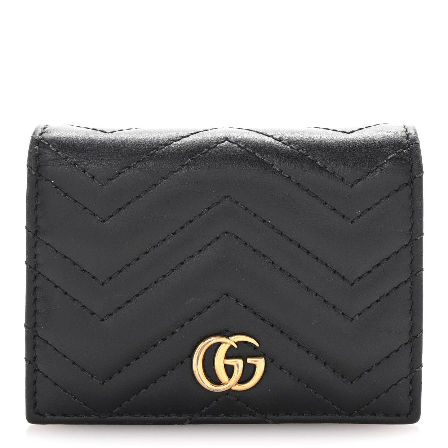Calfskin Matelasse GG Marmont Card Case Wallet Black