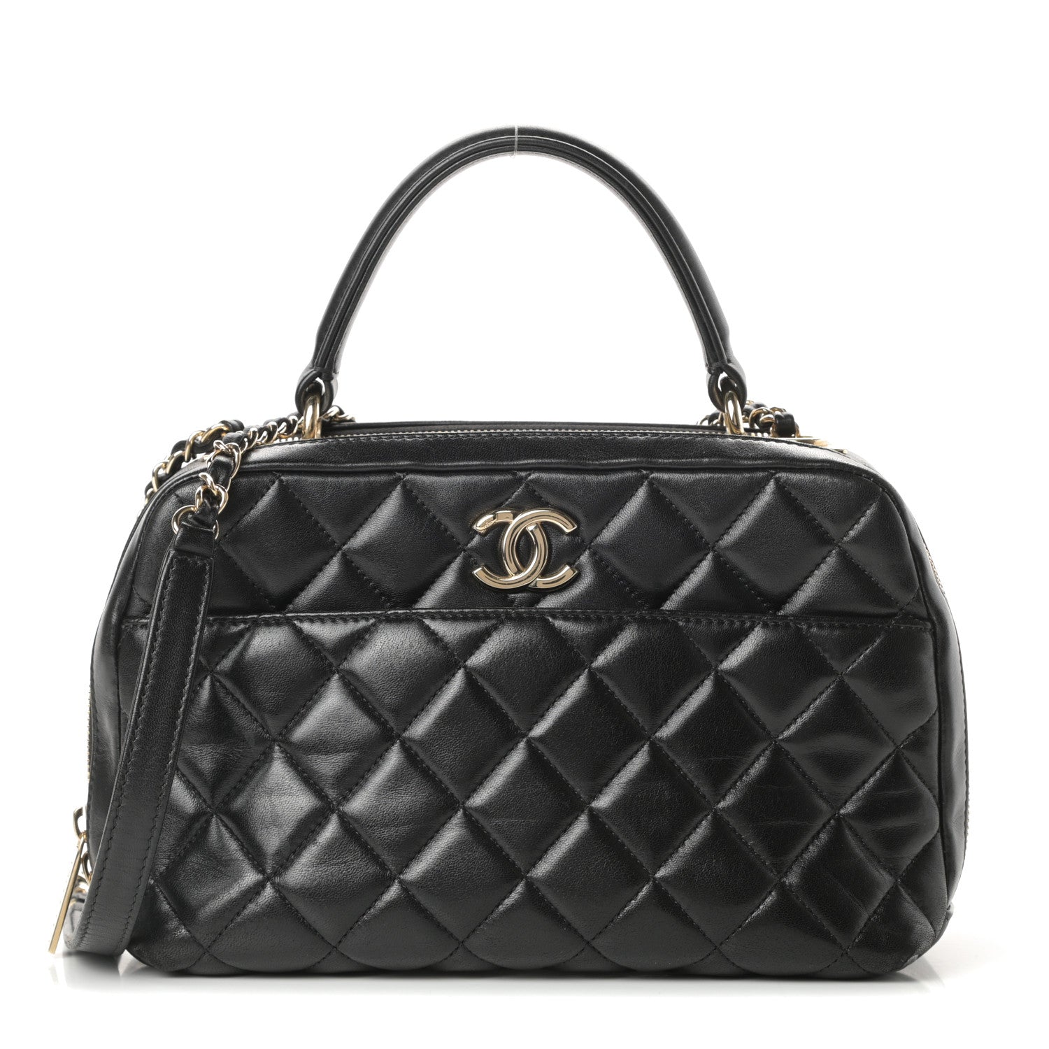 Chanel Lambskin Quilted Medium Trendy CC Bowling Bag Black 1 of 15