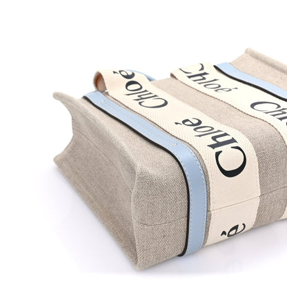 Chloe Cotton Calfskin Small Woody Ribbon Tote With Strap Light Blue 8 of 9