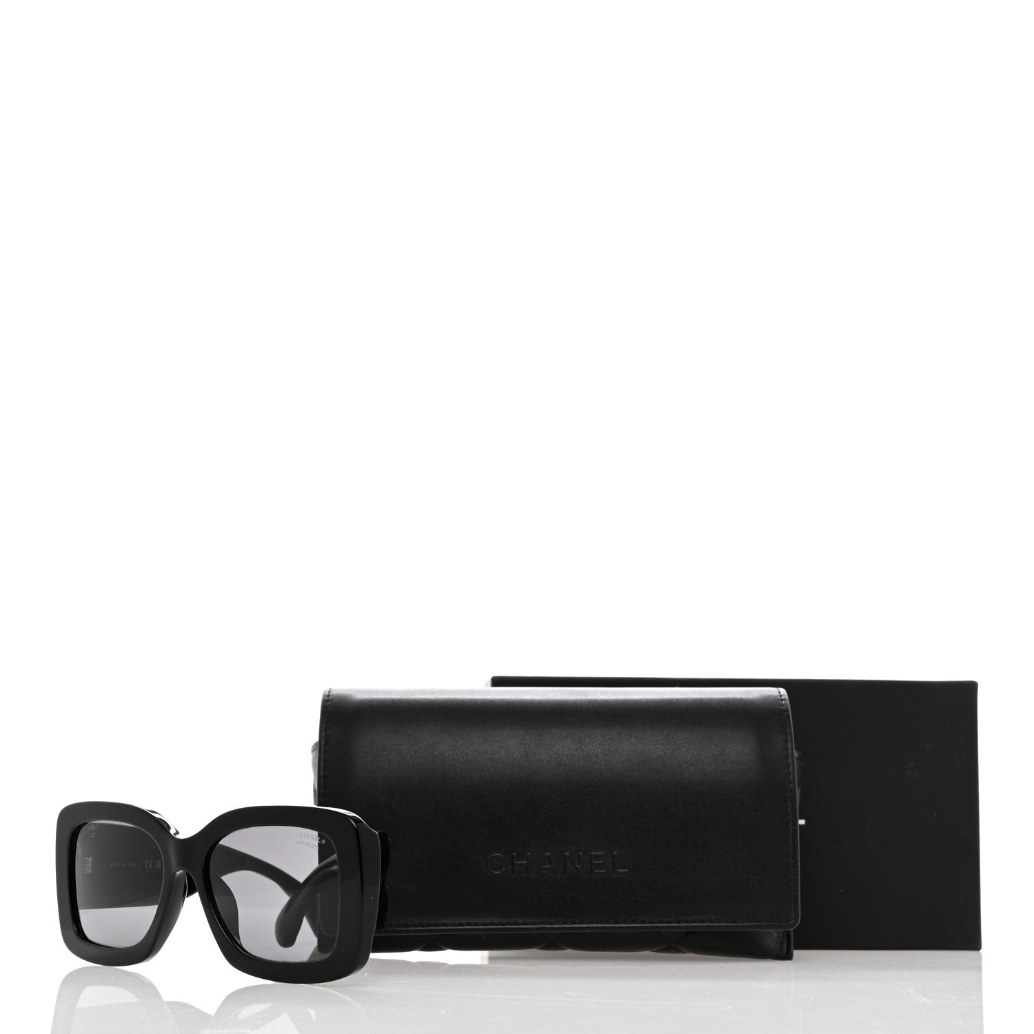 Chanel Acetate Quilted CC Rectangle Sunglasses 5483-A Black 8 of 8